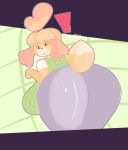  ! 1girl animal_crossing anthro ass ass_focus breasts bubble_butt canid canine canis clothed clothing dog fur furry furry_only huge_ass huge_breasts isabelle_(animal_crossing) looking_back nintendo sexy sexy_ass sexy_body sexy_breasts tail thick_thighs voctopie 