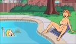  american_dad blonde blonde_hair cameltoe dialogue drown drowning erect_nipples family_guy francine_smith lois_griffin nude pool pussy red_hair sexfightfun tan tan_line water yuri 