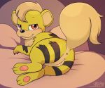  canine female feral growlithe looking_at_viewer lying nintendo pokemon pokã©mon pussy solo ukkappa video_games 
