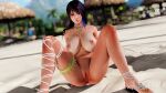  alluring big_breasts black_and_blue_hair dead_or_alive dead_or_alive_xtreme_beach_volleyball dead_or_alive_xtreme_venus_vacation gold_eyes high_heels legs nipples nude pubic_hair pussy shandy_(doa) tecmo 