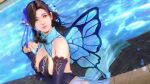  1girl alluring butterfly_lingerie butterfly_wings by_pool cleavage dead_or_alive dead_or_alive_xtreme_beach_volleyball dead_or_alive_xtreme_venus_vacation poolside posing sayuri sayuri_(doa) swimming_pool tecmo x-kx 