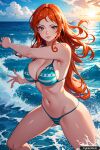 1girl ai_generated aiart anime bikini female_only nami nami_(one_piece) ocean one_piece trynectar.ai