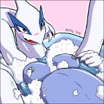blush breasts kame_nu lugia nintendo non-mammal_breasts pokemon smile