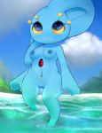  anthro anthrofied beach belly blue_eyes breasts female manaphy midriff mystical navel nintendo nude plantpenetrator pokemon pussy seaside solo video_games water wide_hips 