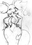 big_breasts breasts canine delphox female fox monochrome nintendo pokemon randomboobguy sketch video_games wide_hips