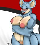  big_breasts blush breasts closed_eyes female inverted_nipples milf mother nidoqueen nightfaux nintendo nipples parent pink_nipples pokemon pussy video_games 