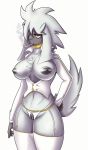 belly black_nipples breasts canine cigarette collar dog female furfrou lysergide midriff navel nintendo nipples pokemon poodle pussy smoking video_games 