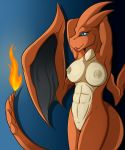  breasts charizard dragton female fire kurtassclear nintendo nude pokemon pokã©mon pussy solo video_games wings 