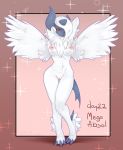 absol anthro anthrofied big_breasts breasts canine clue_(artist) female fur furry hair long_hair looking_at_viewer mammal mega_absol mega_evolution nintendo nipple_piercing nipples nude piercing plain_background pok&atilde;&copy;mon pokemon pussy smile solo video_games