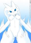  blue_eyes blush breasts female legendary_pokemon nintendo nipples pokemon pokã©mon reshiram video_games 