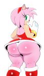  1girl 1girl 1girl alternate_version_available amy_rose anthro armwear ass ass_focus back back_view bubble_ass bubble_butt clothed clothing crossnsfw dat_ass fur furry furry_only gloves green_eyes hedgehog huge_ass large_ass legs looking_back panties pantyshot pink_body pink_fur pink_hair red_skirt sega smile sonic_frontiers sonic_the_hedgehog_(series) tail thick_ass thick_thighs thighs underwear upskirt white_background white_panties 