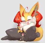  1girl after_sex aftersex ahegao ahoge animal_ears anthro blush braixen breasts canine chest_tuft clitoris cum cum_in_pussy cum_inside cum_on_floor cumdrip digitigrade dripping fangs female fennec fox fucked_silly fur furry half-closed_eyes heart lactating lactation looking_at_viewer mammal nintendo nipples no_humans plain_background pokemon pokemon_(game) pokemon_xy puffy_nipples pussy pussy_juice red_eyes rolling_eyes sitting slugbox solo spread_legs stick sweat tears text tuft uncensored video_games white_background wide_hips 