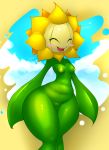  2014 anthro anthrofied blush breasts chubby elpatrixf female flora_fauna flower happy navel nintendo nipples nude open_mouth pokemon pokã©mon pussy smile solo standing sunflora sunflower thick_thighs tongue video_games wide_hips 
