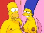  erect_nipples homer_simpson huge_breasts marge_simpson nude the_simpsons 