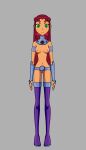 1girl accurate_art_style artist_request breasts dc_comics female green_eyes nude orange_skin pussy red_hair solo starfire tagme teen_titans 