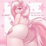 1:1 1:1_aspect_ratio 1girl animated anthro anus asking asking_viewer ass back_view blinking cute cutie_mark equine explicit eyebrows eyelashes female female_only furry gif hair looking_at_viewer looking_back looking_back_at_viewer loop loveslove my_little_pony nude nude_female oc pink_eyes pink_hair presenting presenting_hindquarters presenting_pussy pussy shaking_butt short_playtime smile solo suggestive tail unicorn unicorn_horn