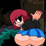 bouncing_ass female_only freckles freckles_on_ass freckles_on_face kim_pine no_panties onomatopoeia painted_nails pixelpunky808 red_hair scott_pilgrim shaking_butt skirt tagme webm