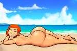  1girl ass beach ben_10 big_ass big_breasts bottom_heavy breasts bubble_butt cartoon_network choker completely_nude completely_nude_female curvaceous curvy dat_ass exhibitionism female_only full_body green_eyes gwen_tennyson high_res huge_ass large_ass laying_down little_girl looking_at_viewer lying lying_on_stomach mrpotatoparty naked_female nude nude_beach nude_female ocean orange_hair short_hair shortstack small_breasts smile solo_female starchy thick_thighs thighs voluptuous voluptuous_female water wide_hips young young_girl younger younger_female 