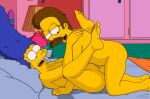  ass cheating_wife erect_clitoris erect_penis glasses huge_breasts huge_penis legs_up marge_simpson ned_flanders shaved_pussy the_simpsons thighs vaginal 