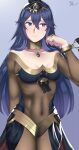 1girl absurd_res alluring alternate_costume arcedo armlet athletic_female bare_shoulders blue_eyes blue_hair blush bracelet breasts cape circlet cleavage covered_female_abs dancer earrings female_abs_visible_through_clothing female_focus fire_emblem fire_emblem_awakening fire_emblem_heroes fit_female hair_between_eyes high_res jewelry long_hair looking_at_viewer lucina lucina_(fire_emblem) matching_hair/eyes medium_breasts midriff necklace nintendo open_mouth ponytail simple_background tiara