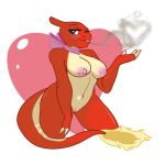  2014 alpha_channel anthro arnachy breasts charmeleon female heart nintendo plain_background pokemon pussy smoke solo transparent_background video_games 