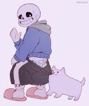 2020s 2022 2boys 2d 2d_(artwork) animated_skeleton annoying_dog_(undertale) ass biting_clothes black_shorts blank_background blue_blush blue_hoodie blue_jacket blush bone bones canid canine clothed coppertone digital_media_(artwork) dog feral feral_on_male gloves grin hooded_jacket hoodie jacket looking_at_viewer male male_feral male_only monster mtam02 pants_down pants_pull pastel_background pink_slippers sans sans_(undertale) shorts shorts_pull simple_background skeleton slippers smiling_at_viewer socks sweat sweatdrop toby_fox twitter_username undead undertale undertale_(series) video_game_character video_games waving waving_at_viewer waving_hand white_dog white_gloves white_socks