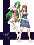 2girls alluring alternate_costume babydoll blue_lingerie breasts celica_(fire_emblem) cleavage crossover female_only fire_emblem kid_icarus lingerie looking_at_viewer medium_breasts nintendo palutena panties red_lingerie sonicheroxd