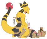  ampharos blush claws cum cum_on_chest erection frottage gay hindpaw krokorok lizard lying male misericorde nintendo on_back open_mouth orgasm paws penis plain_background pokemon pokã©mon red_eyes scalie sex teeth tongue tongue_out video_games white_background 