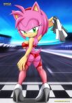  1girl amy_rose bbmbbf eulipotyphlan female female_only furry high_heels mobius_unleashed palcomix pink_fur sega 