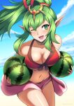  1girl 1girl 1girl alluring bikini breasts circlet cleavage fire_emblem fire_emblem_awakening fire_emblem_heroes food fruit green_eyes green_hair hair_ornament long_hair looking_at_viewer mamkute medium_breasts nintendo older one_eye_closed open_mouth phiphi-au-thon pointy_ears ponytail smile solo_focus swimsuit tiara tiki_(adult)_(fire_emblem) tiki_(adult)_(summer)_(fire_emblem) tiki_(fire_emblem) watermelon wink 