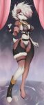 1girl anthro anthro_only big_ass big_breasts black_hair cute female female_anthro female_only lingerie lycanroc midnight_lycanroc posing red_fur red_hair white_hair white_skin