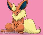  canine chest_tuft female feral flareon furreon looking_at_viewer masturbation nintendo nude pokemon pokã©mon pussy pussy_juice signature solo spread_legs spreading tongue video_games 