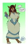  anthro big_ass big_breasts blush breast_expansion brown_hair butt_expansion hourglass_figure lunarspy robe smile wolf_ears wolf_girl yellow_eyes 