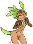  1girl anthro breasts buck_teeth chespin closed_eyes ducky female flat_chest furry gentlemanjim hat headgear navel nintendo nipples nude plain_background pokemon pokemon_(game) pokemon_xy pokemorph pose pussy rodent smile solo tail uncensored video_games white_background 