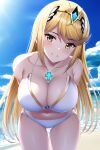  1girl 1girl 1girl alluring badtimer big_breasts blonde_hair core_crystal female_only looking_at_viewer mythra nightcore_(artist) nintendo xenoblade_(series) xenoblade_chronicles_2 yellow_eyes 