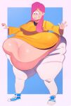 1girl bbw big_breasts bottom_heavy equestria_girls fluttershy huge_belly obese plump thick_thighs