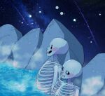 2020s 2023 2boys animated_skeleton brothers duo hot_spring male male_only monster nude onsen papyrus papyrus_(undertale) s2ames2 sans sans_(undertale) skeleton star stars undead undertale undertale_(series) water