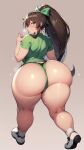 1girl ai_generated ass big_ass bottom_heavy bottomless breasts brown_hair bubble_ass bubble_butt curvy curvy_body curvy_female curvy_figure doki_doki_literature_club fat_ass female_only from_behind generated_by_mathie green_eyes green_shirt huge_ass hyper large_ass long_hair looking_at_viewer monika_(doki_doki_literature_club) pawg plump plump_ass ponytail ribbon sausagesspicy shirt simple_background solo_female sweat sweatdrop sweating sweaty sweaty_ass tease teasing teasing_viewer thick thick_ass thick_hips thick_thighs thighs topwear white_ribbon wide_hips