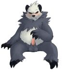  3_fingers 3_toes alpha_channel barefoot bear black_fur black_nose blush cent chubby claws closed_eyes erection feral frown fur grey_fur male nintendo nude panda pangoro penis pink_penis plain_background pokemon raised_arm shadow sharp_teeth shiny sitting solo sweat teeth testicles toe_claws transparent_background video_games white_fur 