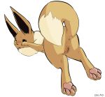  4_toes anus barefoot black_eyes blush butt canine cute dacad eevee female feral juice long_ears nintendo nude pawpads paws plain_background pokemon pokã©mon presenting presenting_hindquarters presenting_pussy pussy pussy_juice shadow solo video_games white_background 