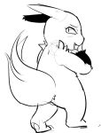  artist_request looking_back monochrome pokemon pokemon_(species) tail 
