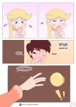 1boy 2girls angie_diaz blonde_hair blue_eyes brown_hair canon_couple comic fellatio marco_diaz ohiekhe oral penis penis_in_mouth star_butterfly star_vs_the_forces_of_evil