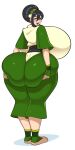  avatar:_the_last_airbender black_hair blind blue_eyes deztyle gigantic_ass gigantic_breasts hourglass_figure looking_back photoshop toph_bei_fong 