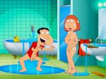  ass breasts erect_nipples erect_penis family_guy glenn_quagmire huge_penis lois_griffin nude soap_bubbles thighs 
