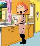  ass ball_gag bondage_gear boots breasts erect_nipples family_guy lois_griffin thighs 