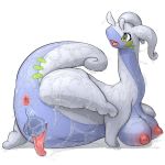  anus breasts censored chubby dickgirl dragon flucra goo goodra green_eyes intersex inverted_nipples nintendo nipples penis plain_background pokemon solo testicles thick_thighs video_games white_background 