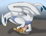 2012 chocobo cum cum_in_pussy cum_inside female feral from_behind hetero lugia male messy penis pokemon rika_(artist) sex size_difference