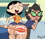 2022 ass ass black_hair cartoon_network closed_eyes crossover darkdpx3 eleanor_butterbean eyebrows eyelashes glasses hurt laughing lipstick ms._keane pain powerpuff_girls pussy pussy ripped_clothes ruler sexy_ass spanking spanking_ass spanking_butt the_grim_adventures_of_billy_and_mandy