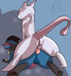  2014 3_toes anal anthro anus ass barefoot black_eyes blue_background blush canine erection eyelashes from_behind fur furry gay happy jackal kingofacesx legendary_pokemon looking_back lucario lying male mewtwo nintendo nude on_floor on_stomach open_mouth pawpads paws penetration penis plain_background pokemon presenting presenting_hindquarters sex shadow sharp_teeth smile spikes sweat teeth testicles video_games 