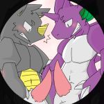 anthro blush claws dragon erection fangs grin horn imminent_rape male male_only muscles nidoking nude penis pokemon pokemorph reptile rhydon scalie standing supaucat testicles yaoi